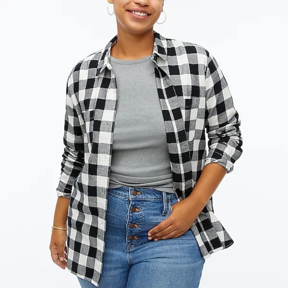 NWT J. Crew Buffalo Plaid Flannel Button Up Shirt Jacket size M - Picture 2 of 8